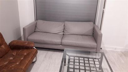 null 1 canapé en similicuir gris 2 places 