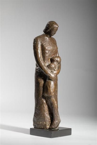 null VALSAMIS Costas (1908 - 2008), Attribué à
Mére et enfant , 
Bronze à patine...