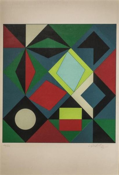 null VASARELY Victor (1906-1997), d'après
Composition géométrique
Lithographie couleur,...