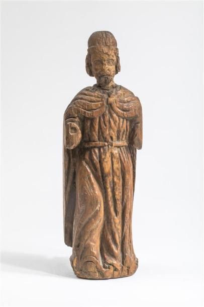 null Saint Evêque, 
Sculpture en bois 
Art populaire du XVIIe siècle
Haut: 33 cm...