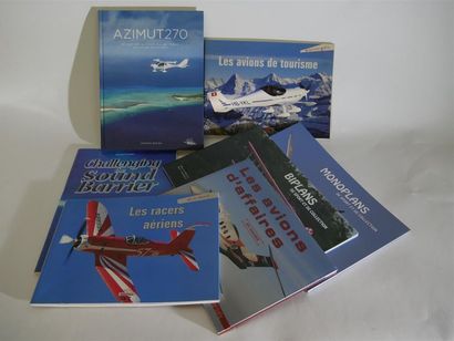 null Lot de 7 livres sur le thème de l'aviation civile, reliés ou brochés, dont Biplans...