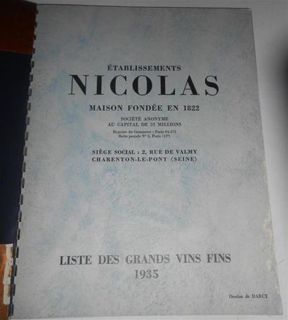 null 3 CATALOGUES : Etablissements Nicolas - Maison fondée en 1822. Liste des Grands...