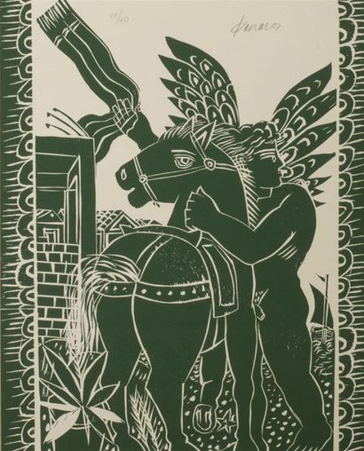null FASSIANOS Alekos (1935)
"Cavalier et cheval vert"
Impression sur papier, signée...