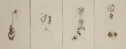 null DEUX Fred (1924-2015)
"Gris"
Série de 4 gravures sur papier, signées en bas...