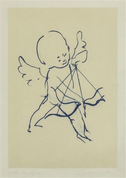 null POMAR Julio (1926-2018)
"Cupidon"
Lithographie sur papier, signée en bas à droite,...