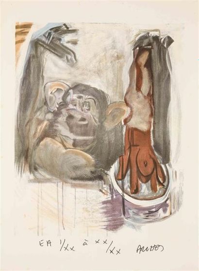 null POMAR Julio (1926-2018) (d'après)
"Chimpanzé"
Lithographie sur papier, non signée,...