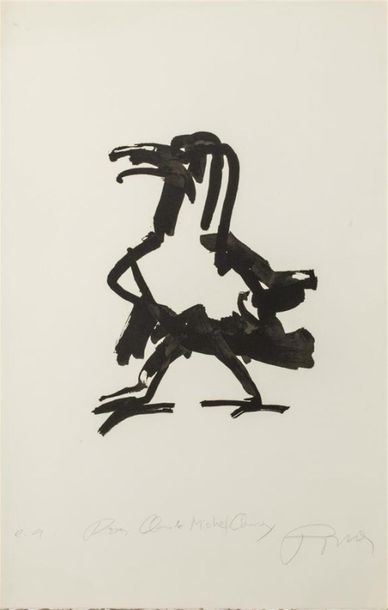 null POMAR Julio (1926-2018)
"Corbeau"
Lithographie sur papier, signée en bas à droite,...