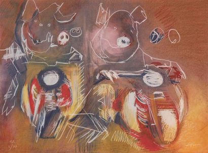 null POMAR Julio (1926-2018)
"Cochons"
D'un lot de 3 sérigraphies sur papier, signées...