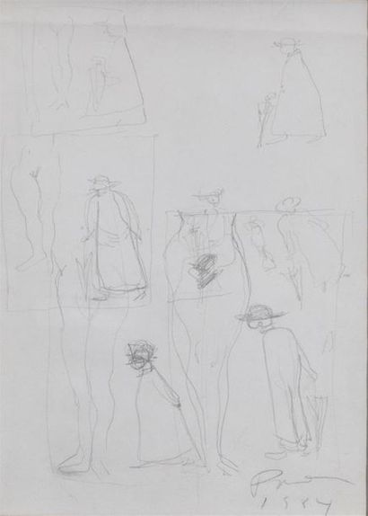 null POMAR Julio (1926-2018)
"Sans titre"
Deux dessins au crayon de papier sur papier,...