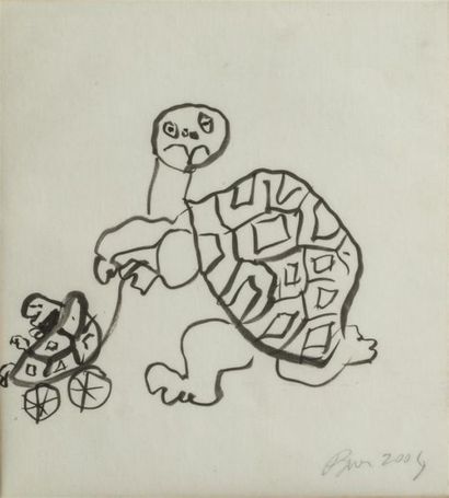 null POMAR Julio (1926-2018)
"Petite tortue"
Acrylique sur calque marouflé sur toile,...