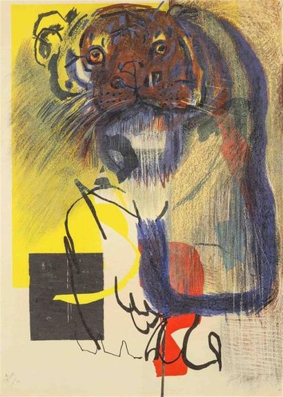 null POMAR Julio (1926-2018)
"Tigre"
D'un lot de 2 lithographies sur papier, signées...