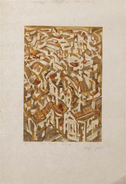 null SZENES Arpad (1897-1985)
"Composition abstraite"
Lithographie sur papier, signée...