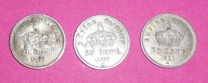 null Ensemble de 107 Monnaies Argent majorité France.3-Empire Français-20 Cent. 1867...