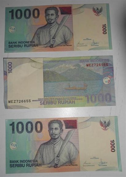 null Ensemble de 205 Billets Etrangers. 3-Bank Indonesia : 1000 Seribu Rupiah (MEZ726654...