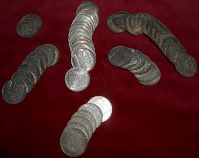 null Ensemble de 62 Pièces Turin en argent, 51-10Frs : 1930 x 2, 1931 x 16, 1932...