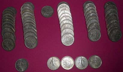 null Ensemble de 58 pièces de 5 Francs Argent. 24-1960, 1-1961, 10-1962, 9-1963,...