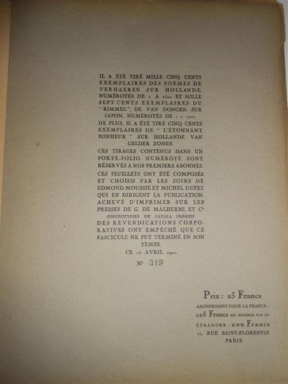 null FEUILLETS D'ART. Paris, (31 mai 1919 - 15 juillet 1920), 6 vol. in-fol. en feuilles...