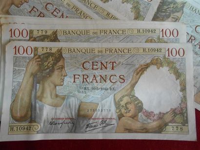 null Ensemble de 48 Billets - 100 Francs 1940 - Sully. Divers Alphabet, numérotation...