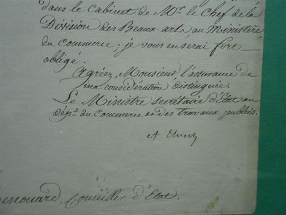 null [THIERS ADOLPHE] (1797-1877).
Document relatif aux succursales d'Imprimerie,...