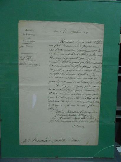 null [THIERS ADOLPHE] (1797-1877).
Document relatif aux succursales d'Imprimerie,...