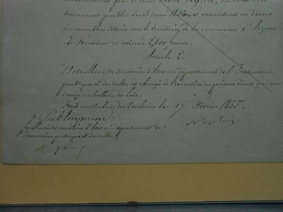 null [NAPOLEON III] (1808-1873).
Courrier daté du 17 février 1855, Ministère de l'Instruction...