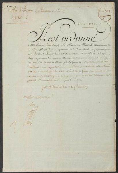 [LOUIS XVI] (1754-1793).
Pièce signée à F.L.J....