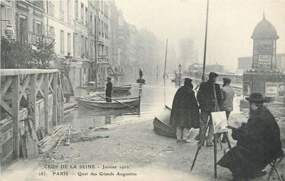 null 38 CARTES POSTALES INONDATIONS 1910 : Paris. Dont" Quai des Grands Augustins...