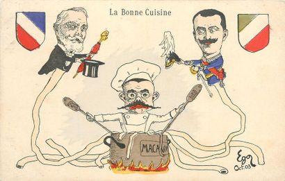 null 68 CARTES POSTALES ILLUSTRATEURS : Caricatures Politiques. Dont" Louis Bouchet-Cortège,...