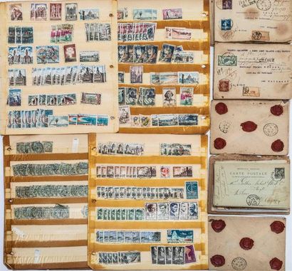 null ° Lot d'enveloppes France, période classique + semi-moderne + timbres sur pages...