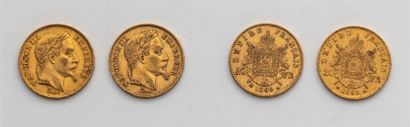 null 4 Pièces de 20 Francs Or, Napoléon III, Tête laurée : 1867, 1868 et 1869 x 2....