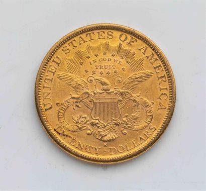 null 1 pièce Etats Unis, 20 dollars Liberté. 1884.
A/ Tête de la Liberté à gauche...
