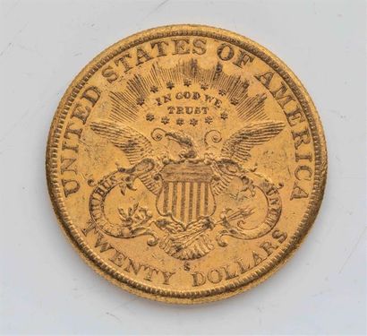 null 1 pièce Etats Unis, 20 dollars Liberté. 1887.
A/ Tête de la Liberté à gauche...