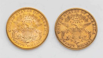 null 2 pièces Etats Unis, 20 dollars Liberté. 1888.
A/ Tête de la Liberté à gauche...