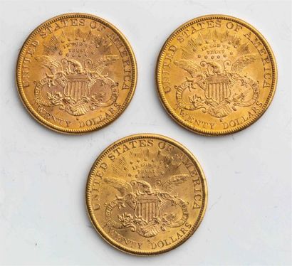 null 3 pièces Etats Unis, 20 dollars Liberté. 1897.
A/ Tête de la Liberté à gauche...