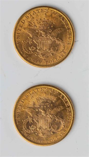 null 2 pièces Etats Unis, 20 dollars Liberté. 1898.
A/ Tête de la Liberté à gauche...