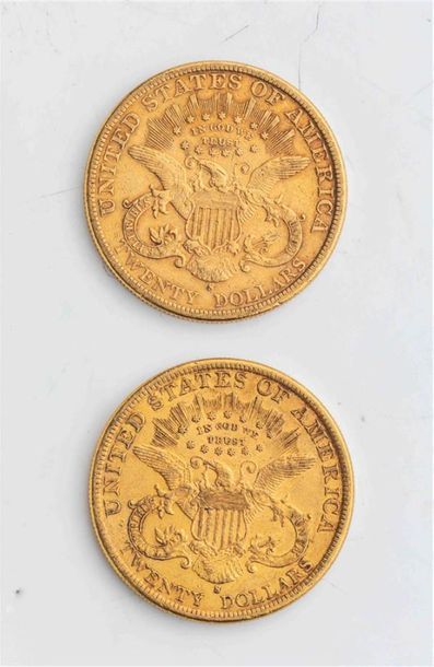 null 2 pièces Etats Unis, 20 dollars Liberté. 1899.
A/ Tête de la Liberté à gauche...