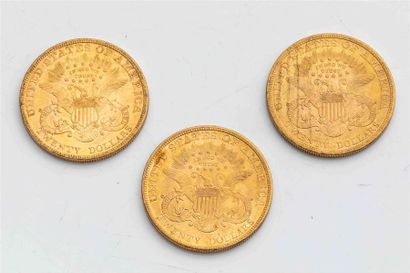 null 3 pièces Etats Unis, 20 dollars Liberté. 1900.
A/ Tête de la Liberté à gauche...