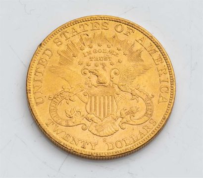 null 1 pièce Etats Unis, 20 dollars Liberté. 1902.
A/ Tête de la Liberté à gauche...