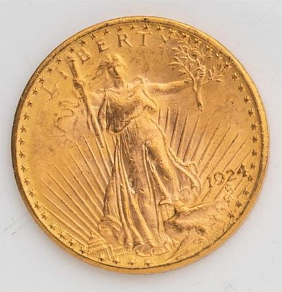 null 1 pièce Etats Unis, 20 dollars Saint Gaudens. 1924.
A/ La Liberté sur un soleil...