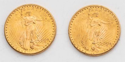 null 2 pièces Etats Unis, 20 dollars Saint Gaudens. 1928.
A/ La Liberté sur un soleil...
