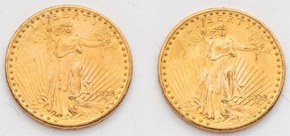 null 2 pièces Etats Unis, 20 dollars Saint Gaudens. 1928.
A/ La Liberté sur un soleil...