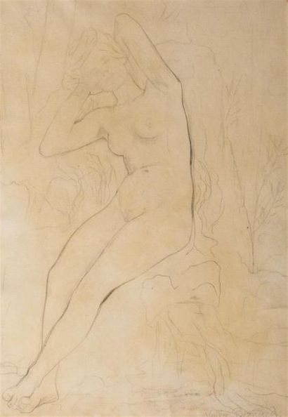 null VALERE-BERNARD François Marius (1860-1936).
Nu féminin.
Dessin au crayon, signé...