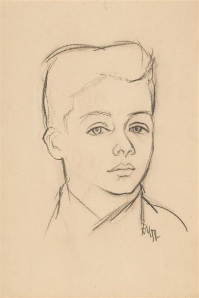 null Ecole du XXème siècle
Portrait de jeune garçon
Crayon sur papier monogrammé...