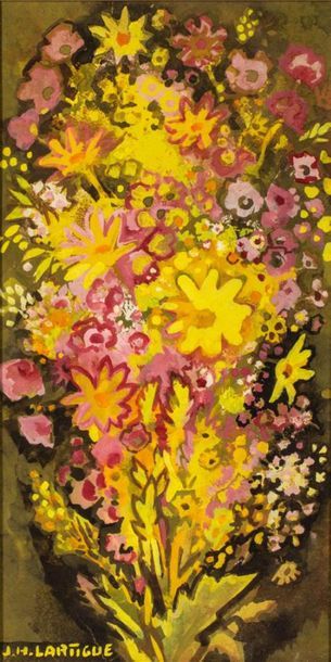 null LARTIGUE Jacques-Henri (1894-1986)
Bouquet de fleurs
Huile sur papier, encadrée...