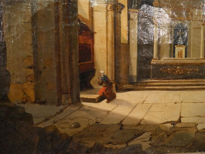 null GRANET François-Marius (1775-1849), Attribué à
Dans la chapelle
Huile sur toile
41...
