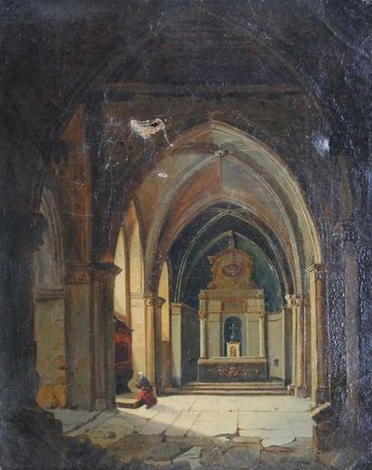 null GRANET François-Marius (1775-1849), Attribué à
Dans la chapelle
Huile sur toile
41...