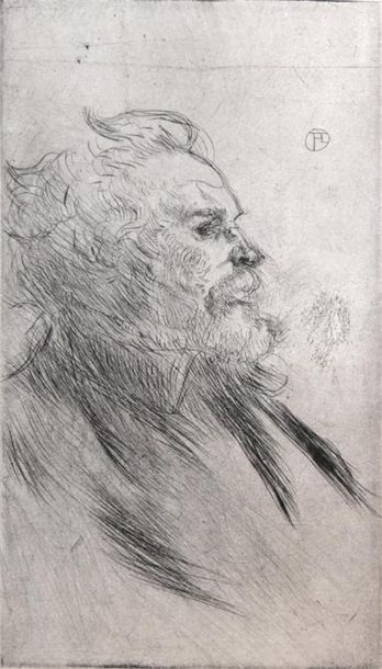 null DE TOULOUSE-LAUTREC Henri (1864-1901). D'après.
Portrait d'homme.
Gravure.
16,5...