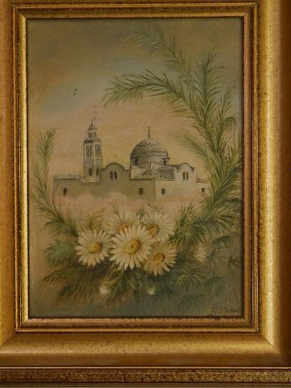 null QUESADA. G ( ?) (XXe siècle)
Vues de mosquées 
Deux huiles sur toiles, signées...