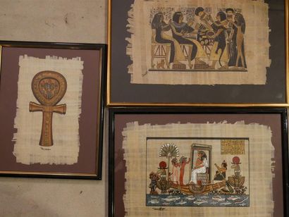 null Un lot de trois pièces encadrées souvenirs de voyage en Egypte