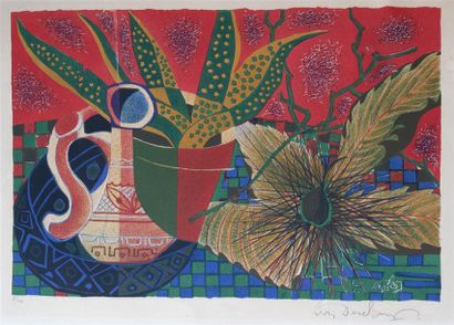 null DESCHAMPS Henri (1898-1990) 
Nature morte au cactus
Lithographie en couleurs...